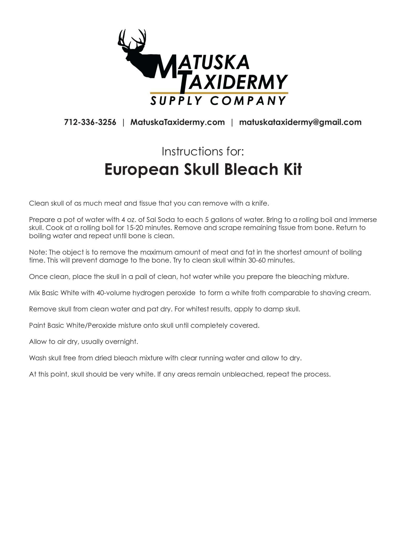 European Skull Bleach Set - Matuska Taxidermy Supply Company